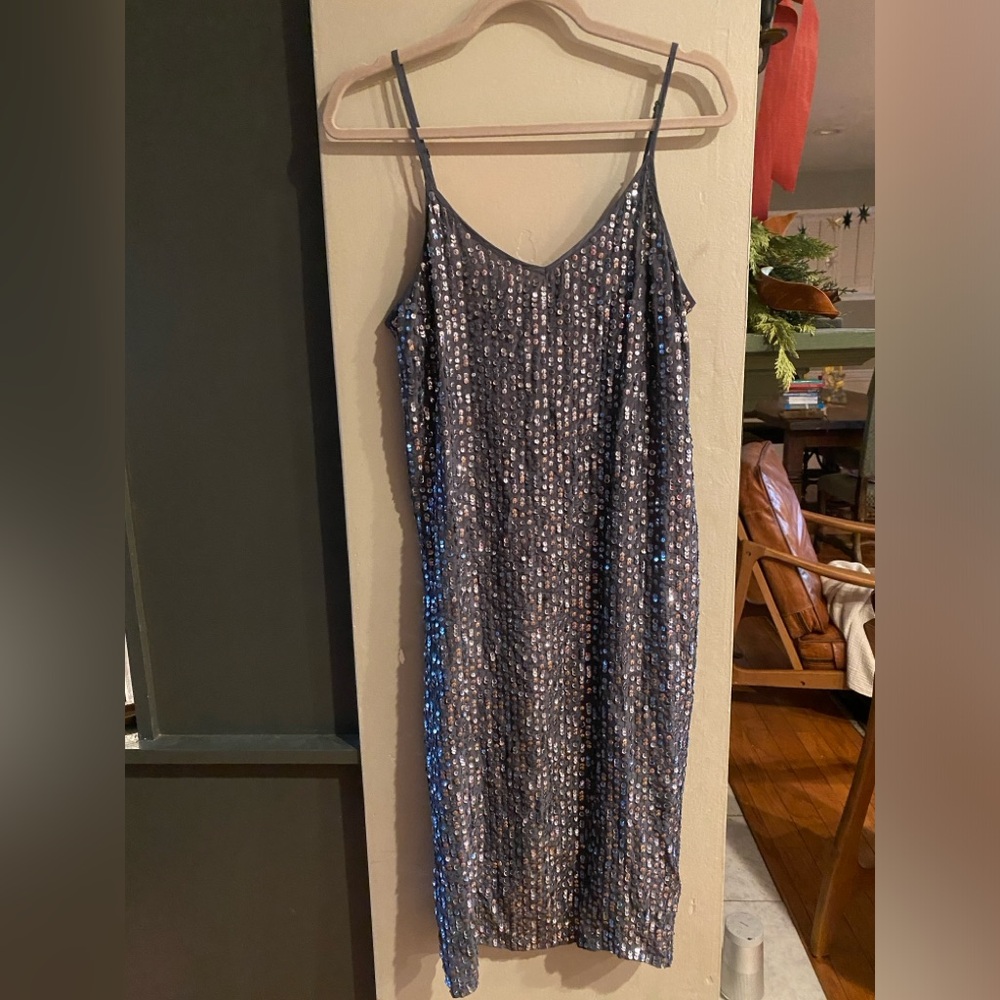 Velvet by Graham & Spencer Blue Sequin Party Dress M